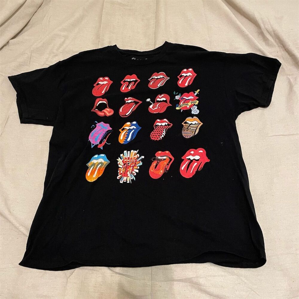 Rolling Stones No Filter Tour 2021 Men's XL Black Graphic T-Shirt
